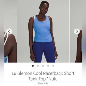 Lululemon Cool Racerback Tank short - Blue Nile